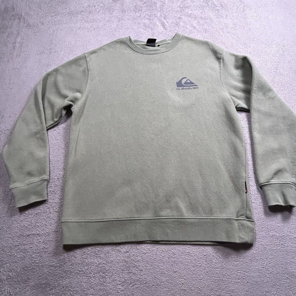 Quiksilver Crewneck Sweatshirt Men's M Olive Green Pullover Surf Skate Y2K Logo